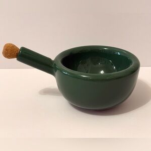 Vintage Ceramic Pot with Handle and Cork Stopper – Green Enameled – 1960s–70s